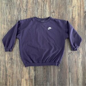 Nike Sportswear Club Fleece Big Kids Med Oversized Sweatshirt Dark Raisin White
